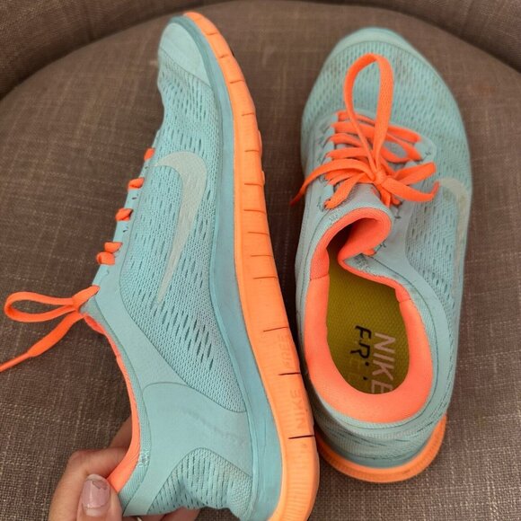 Nike Free 3.0 Sneakers Womens Sz 9.5 Teal Orange Athletic Running Shoes - Picture 8 of 10